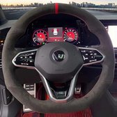 JDtuning | Couvre volant Golf 8 Premium Alcantara DSG GTI R Polo Tiguan Passat Volkswagen | Pour volant sans palmes – Rouge