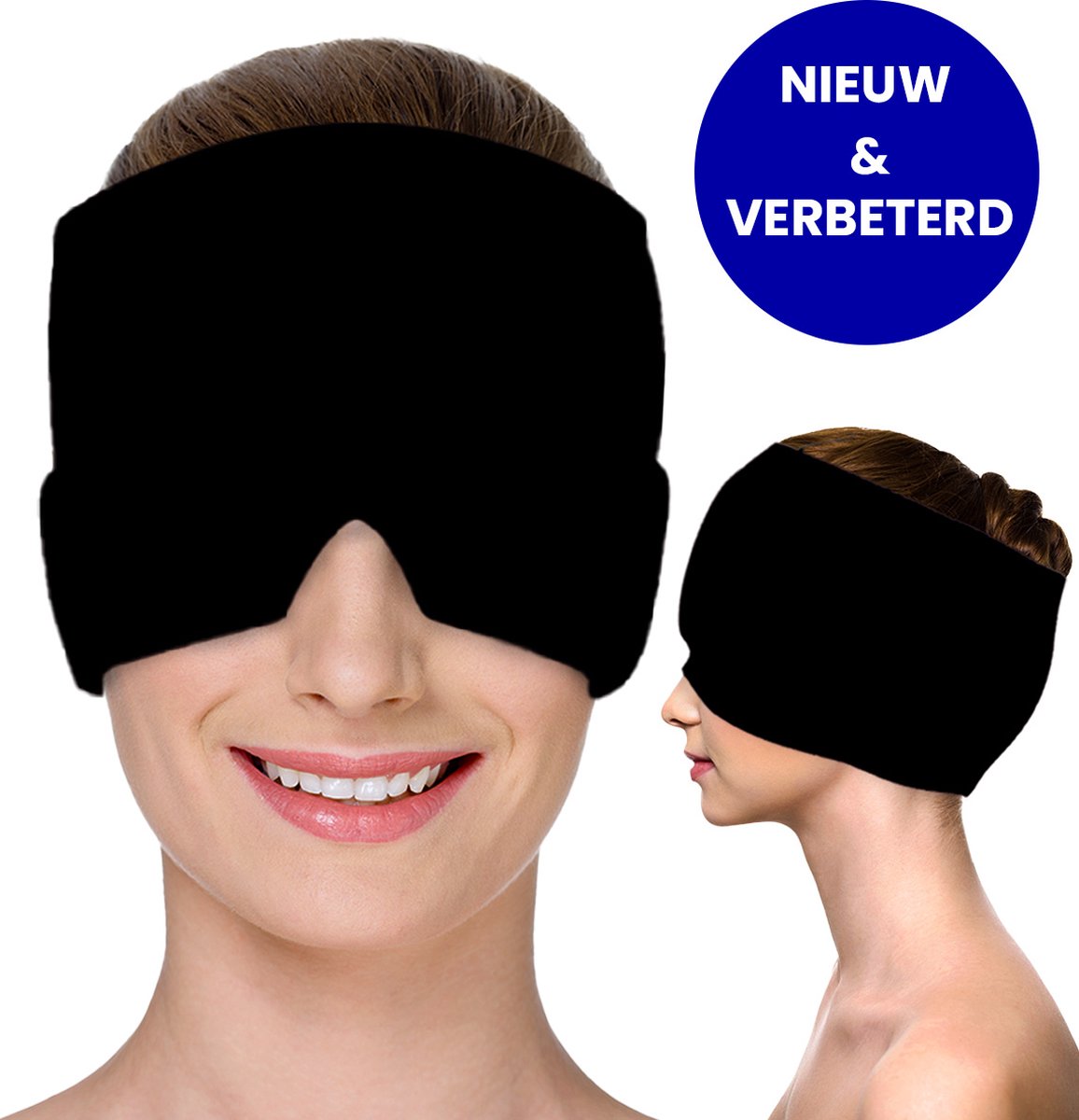 Goedkoopste Migraine Muts - Migraine Masker - Hoofdpijn Masker - Hoofdpijn Relief cap - Dubbelzijdige Gel - Warmte en koude Therapie - Zwart - Migrainemuts