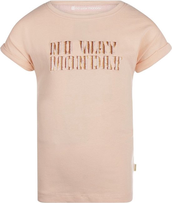 No Way Monday -Meisjes T-shirt - Faded Peach- maat 134