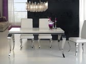 Barroque eettafel - design RVS eetkamertafel 168x98 | CoCo dining table stainless steel - gepolijst roestvrij stalen frame met gehard glazen blad