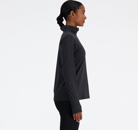 Pull de sport New Balance Space Dye Quarter Zip pour femme - Zwart HEATHER - Taille XL