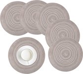 Set van 6 ronde gevlochten placemats, afwasbaar, regenbooggrijs, rond, wasbaar, hittebestendig, voor bruiloft, feest, keuken, decoratie, 38 cm