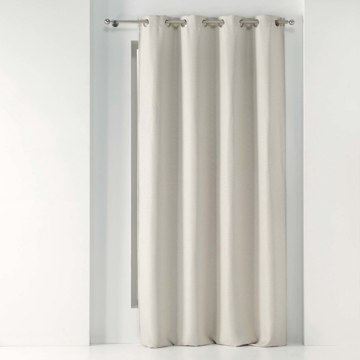 Gordijnen-Kant en klaar- Tramina met ringen geweven naturel verduisterend 135x240cm