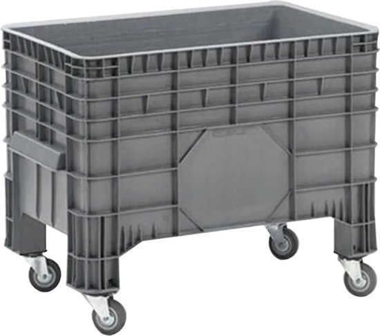 Grootvolumebak 285 liter grijs 104x64x79 cm - 4 zwenkwielen