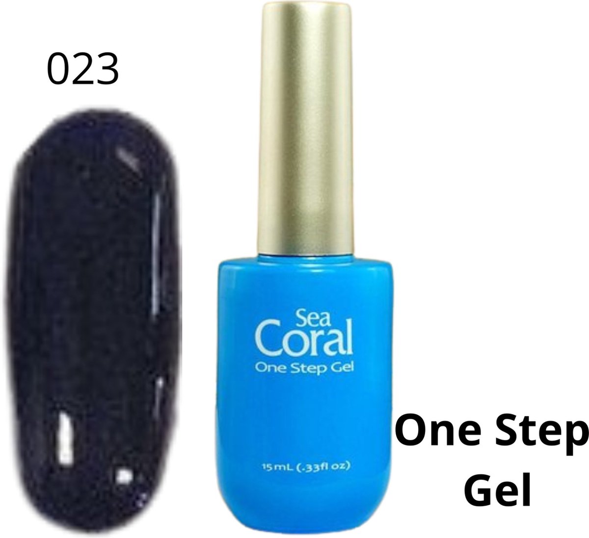 SeaCoral One Step No Wipe Gellak - Gel Nagellak - GelPolish – geen plaklaag - zónder kleeflaag, geschikt voor UV en LED – Donkerblauw 023