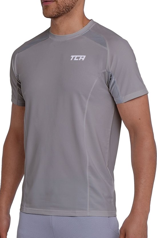 TCA Mannen QuickDry Prestatiegerichte Hardloop Gym Trainings Top - Licht Grijs, XXL