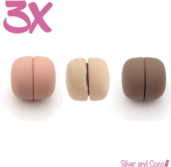 SilverAndCoco® - Hijab Magneten | Magneet voor Hoofddoek - Peach / Nude / Bruin (3 stuks) + opberg tasje