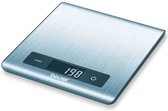 Beurer KS 51 Digitale Keukenweegschaal - RVS - Ultraplat - Tot 5 kg - Tarra - Incl. batterijen - Per 1 gram nauwkeurig - Automatisch uitschakeling - 5 Jaar garantie