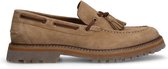 Manfield - Heren - Beige suède loafers met kwastje - Maat 45