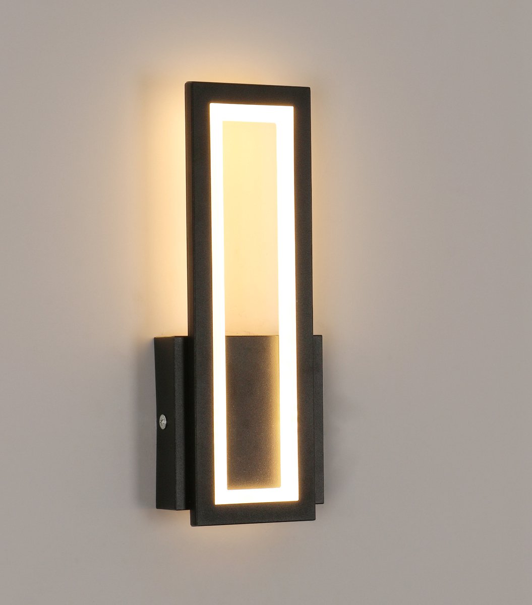 Delaveek- Vierkant Moderne LED Binnen Wandlamp - 16W 2000LM- Warm Wit 3000K- Zwart