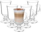 Kinvara Caffe Latte macchiato/koffie glazen model Paris - transparant glas - 6x stuks - 250 ml