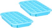 XL ijsblokjes vorm - 2x - 32 ijsklontjes - blauw - 33 x 18 x 3.5 cm - rubber