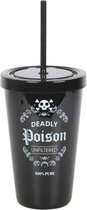 Something Different - Deadly Poison Plastic Tumbler with Straw Reisbeker - Zwart