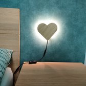 Home decor - Hart Nachtlamp - Eiken Wandlamp - LED