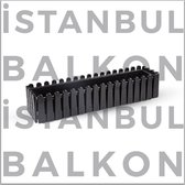 Bac à fleurs noir Istanbul 14L pour rebord de fenêtre & balcon 80x20 avec évacuation d'eau