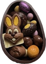 Pasen -Mandje - Chocolade - Half Paasei Chocolade Puur - Bonbons - Chocolade Paasmix- Paasstrik