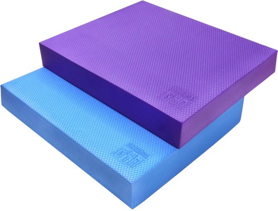 Orange Gym Balanskussen Volwassenen & Kinderen, Balance Board 2 Pack – 38 x 32.5 x 6 cm - Paars & Blauw - Balanstrainer - Twisttrainer - Balans Wiebel bord - Balansplank - Fitness Focus Training Stabiliteit - Kerntraining - Yoga, Pilates, Fitness