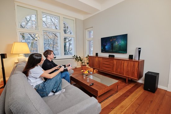 CONSONO 25 CONCEPT Surround 5.1 set - Système 5.1 complet prêt à l'emploi pour un véritable son surround - caisson de basses avec récepteur AV intégré avec Bluetooth 5.0 Zwart