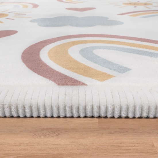 Paco Home Tapijt Voor Kinderen Vloerkleed Kinderkamer Dierlijk motief Antislip Modern Grijs Blauw Bruin, Maat: 200 cm rondje