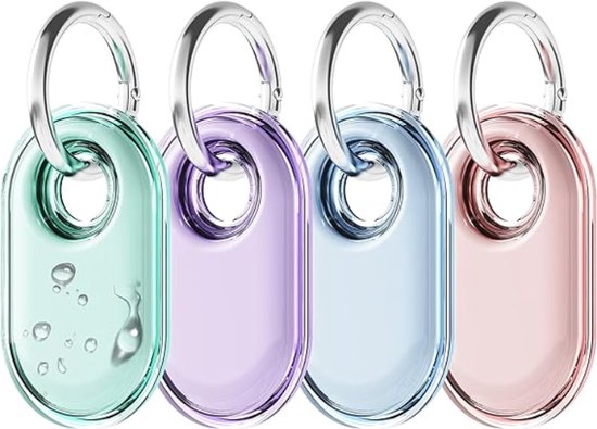4 stuks voor Samsung Smart Tag 2 case met sleutelring, waterdichte TPU-hoes voor Galaxy SmartTag2, [valbescherming] [krasbestendig], vind je bagage, rugzak, sleutels en meer (4 kleuren)