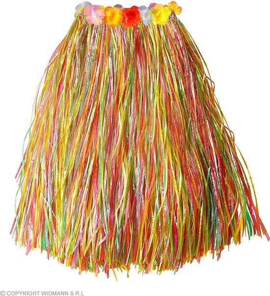 Widmann - Hawaii & Carribean & Tropisch Kostuum - Keahi Hawaii Rokje Met Bloemenriem 78 Centimeter, Meerkleurig - Vrouw - Multicolor - One Size - Carnavalskleding - Verkleedkleding