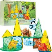 Happy Child® Magnetisch speelgoed - Jungle editie - Magnetic Tiles - Montessori Speelgoed - Kinderspeelgoed - Constructiespeelgoed - 56 Stuks