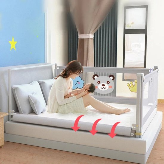 Coco® - Grijs - Anti-Val Baby Bedje - Barrière - Slaapkamer -Beveiliging Bed - Bescherming