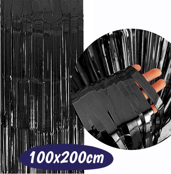 Glittergordijn - Zwart - 1 Stuk - 100x200 CM - Folie Gordijn - Backdrop - Halloween - Oud en Nieuw - Kerst