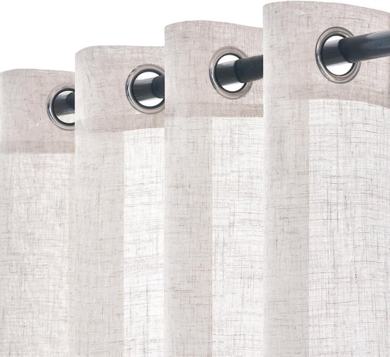 Boraboi® Transparante Gordijnen Met Plooiband In Linnenlook Voor Een Luchtige Kinderkamer 160 X 140 Cm Wit Set Van 2