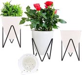SHOP YOLO-Plantenstandaard voor bloemen-3 stuks stands plantenhouder- metalen plantenstandaard-met frontplaat-voor decoreren bureaus- vensterbanken-huizen of terrassen