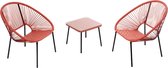 Concept-U - Set van 2 fauteuils + salontafel terracota ACAPULCO