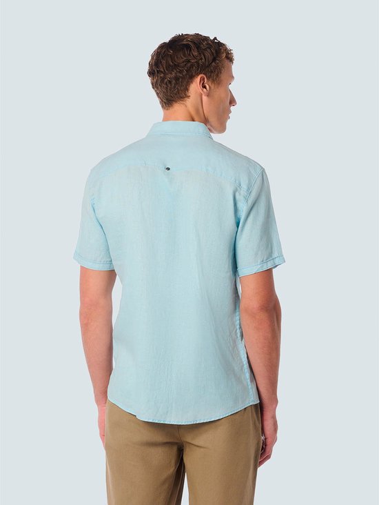 No Excess - Short Sleeve Overhemd Linnen Lichtblauw - Heren - Maat XL - Regular-fit