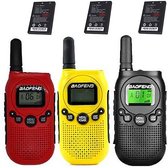 Set van 3 Baofeng BF-T6 Walkie Talkie met accu, zwart, rood en geel