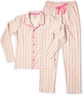 Little Label - dames pyjama - wit bloemetjes verticaal - L/40-42 - Zachte BIO Katoen