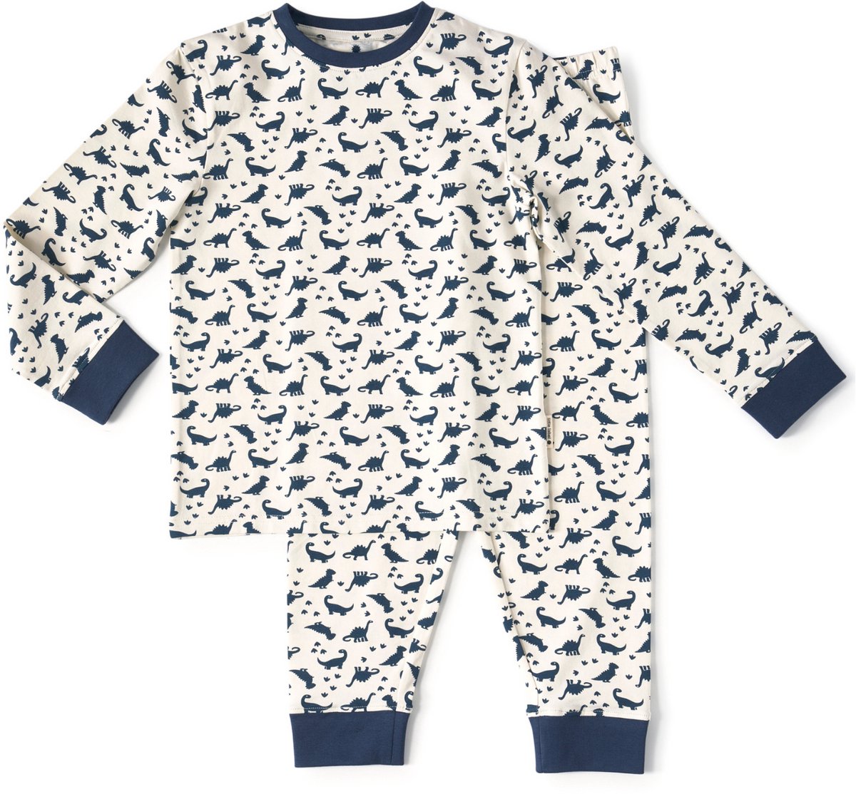 Little Label - pyjama baby jongens wit dino 2Y/92 - Zachte BIO Katoen
