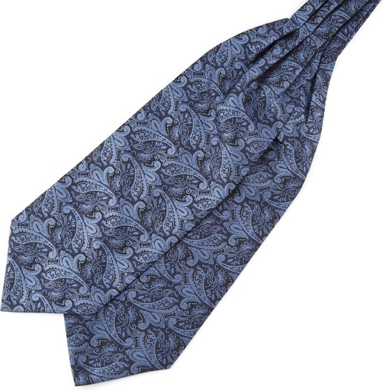 Cravate Ascot à motif cachemire bleu marine & bleu clair