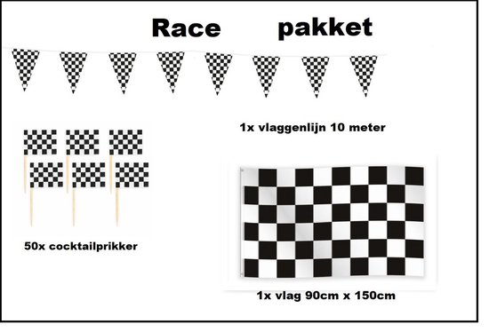 Foto: Race versiering pakket vlag race 90cmx150cm cocktailprikkers race 50stuks vlaggenlijn race 10 meter 1 stuks formule 1 europa festival evenement party decoratie