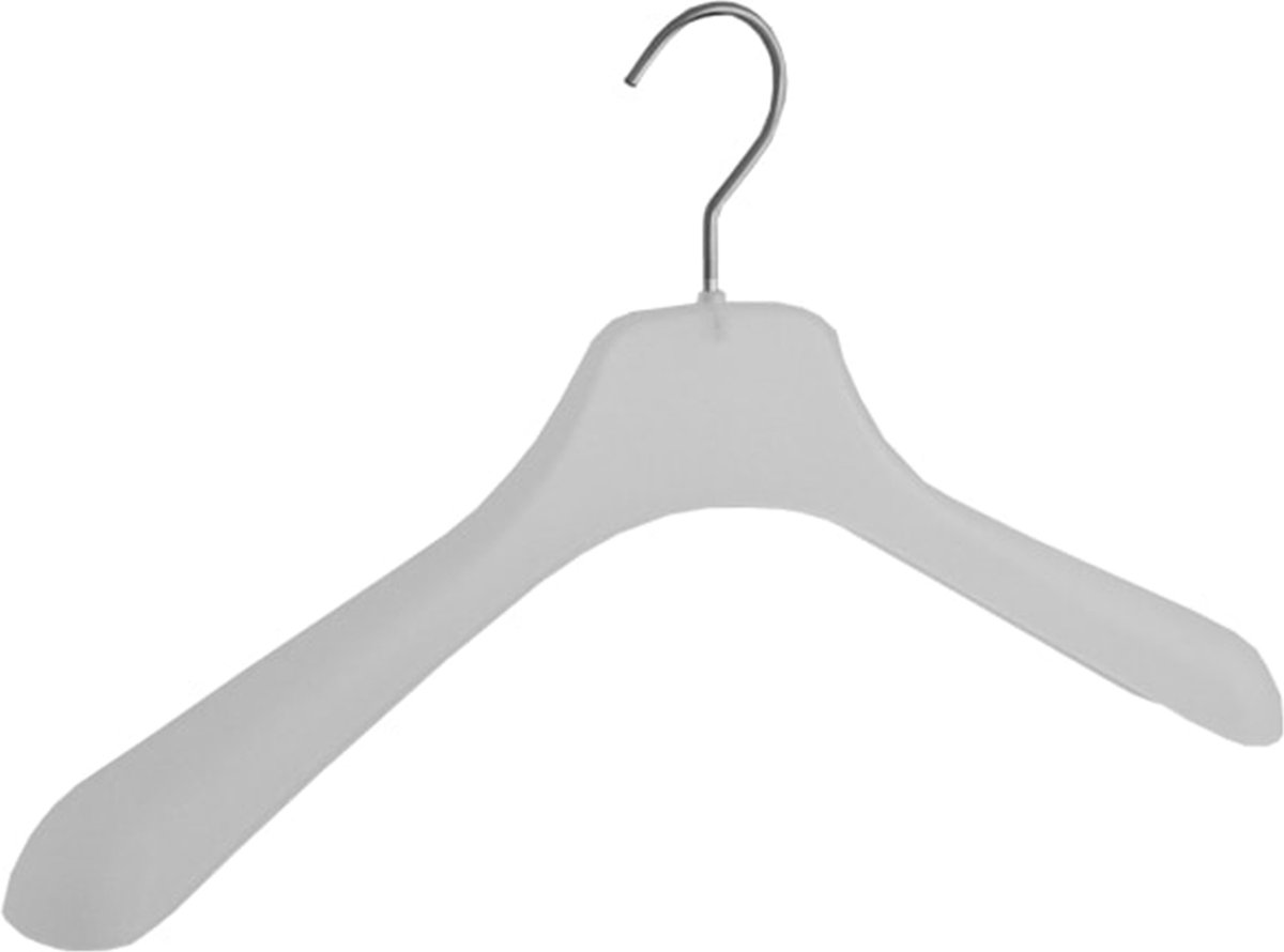 De Kledinghanger Gigant - Mantelhanger - Kostuumhanger - Jassenhanger - Volwassenen - 8601 - 12 Stuks - Kunststof - Frosted - Gebogen Model - Schouderverbreding 4,5 cm - 42 cm - Kledinghanger - Kleerhanger (8601/12)