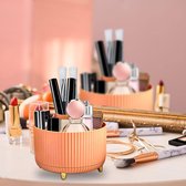 Cosmetische make-up organizer 360° draaibare kwasten organizer opslag cosmetica 5 vakken voor kamer decoratie slaapkamer badkamer kaptafel - oranje