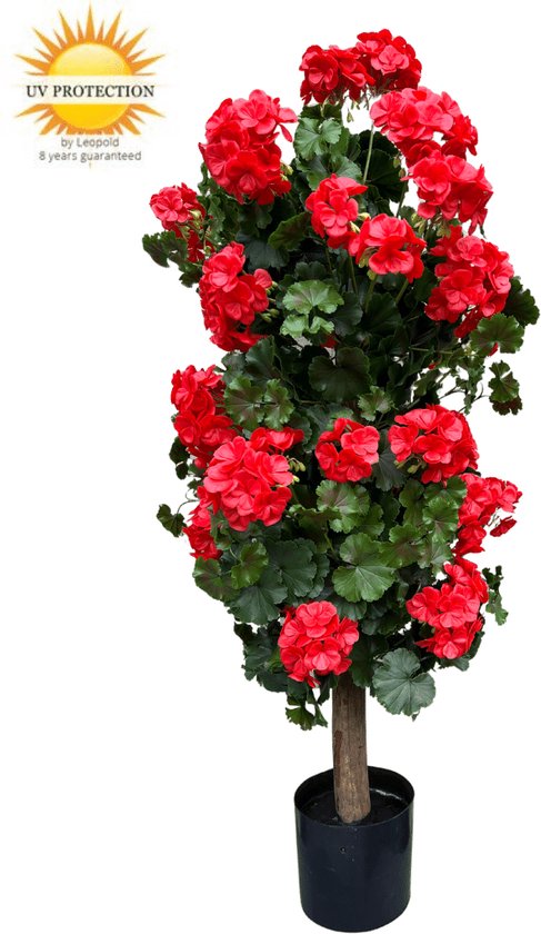 Rode Geranium kunstplant kolom 120cm uv-bestendig