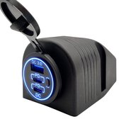 ProRide® 12V USB/USB C Stopcontact 3 Poorten met schakelaar - Opbouw - QC3.0 - USB Autolader, Boot en Camper - Complete set - Blauw