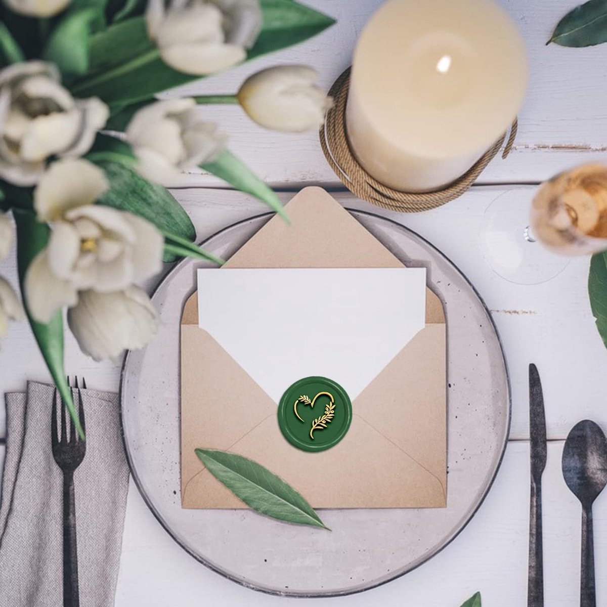 Olijfblad Wax Seal Stempel Liefde Zegel Wax Stempel 30mm 1.18inch Verwijderbare Messing Hoofd Afdichting Stempel Met Houten Handvat Voor Uitnodiging Envelop Kaarten Gift Scrapbooking Decor