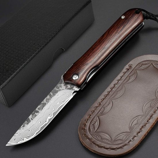 Foto: Zakmes damascus zakmes 67 laags damaststaal klapmes vouwmes camping mes 7cm hunting knife cadeau tip