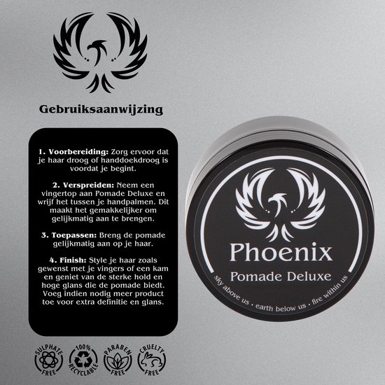 Phoenix Pomade Deluxe - Waterbasis - Sterke Hold - Hoge Glans - 100ML