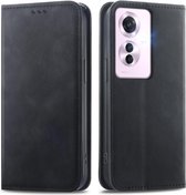 Geschikt voor Oppo Reno 11F 5G - Portemonneehoesje - Magnetische Sluiting - Met TPU-binnenkant - Kaarthouder - Book Case Hoesje - Zwart