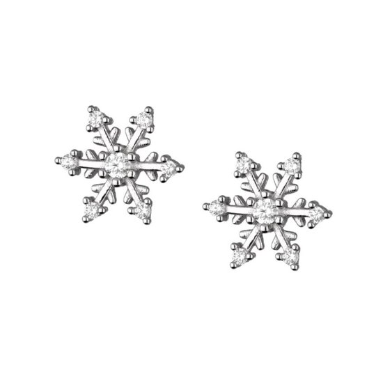 Zilver Oorbellen Sneeuwvlok - Zilveren Sneeuwvlok Oorbellen met Zirkonia - Amona Jewelry