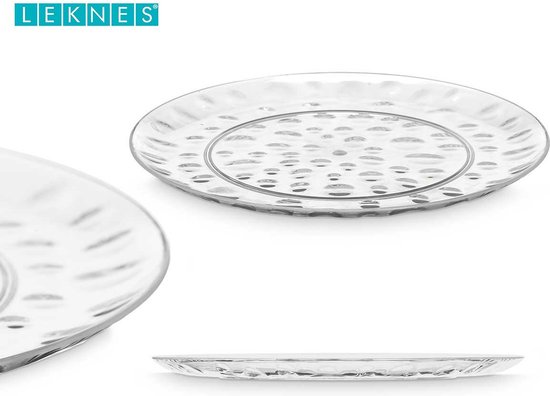 Leknes Onbreekbare Dinerborden - 4x - kunststof - transparant - Dia 30cm - verjaardag/camping van Leknes — afbeelding 2
