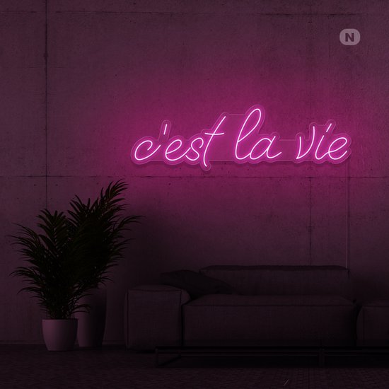 Led Neonbord - Led Neonverlichting - C'est La Vie - Roze- 100cm * 34cm