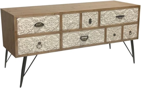 Tv-meubel DKD Home Decor 120 x 40 x 61 cm Spar Natuurlijk Metaal Wit