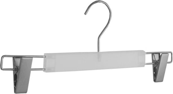 De Kledinghanger Gigant - 5 x Cintre jupe / cintre pantalon / cintre pantalon / cintre à pinces en plastique givré avec piquets antidérapants, 36 cm